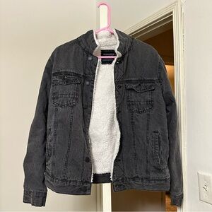 7Diamonds Dark Gray Sherpa Lined Denim Jacket